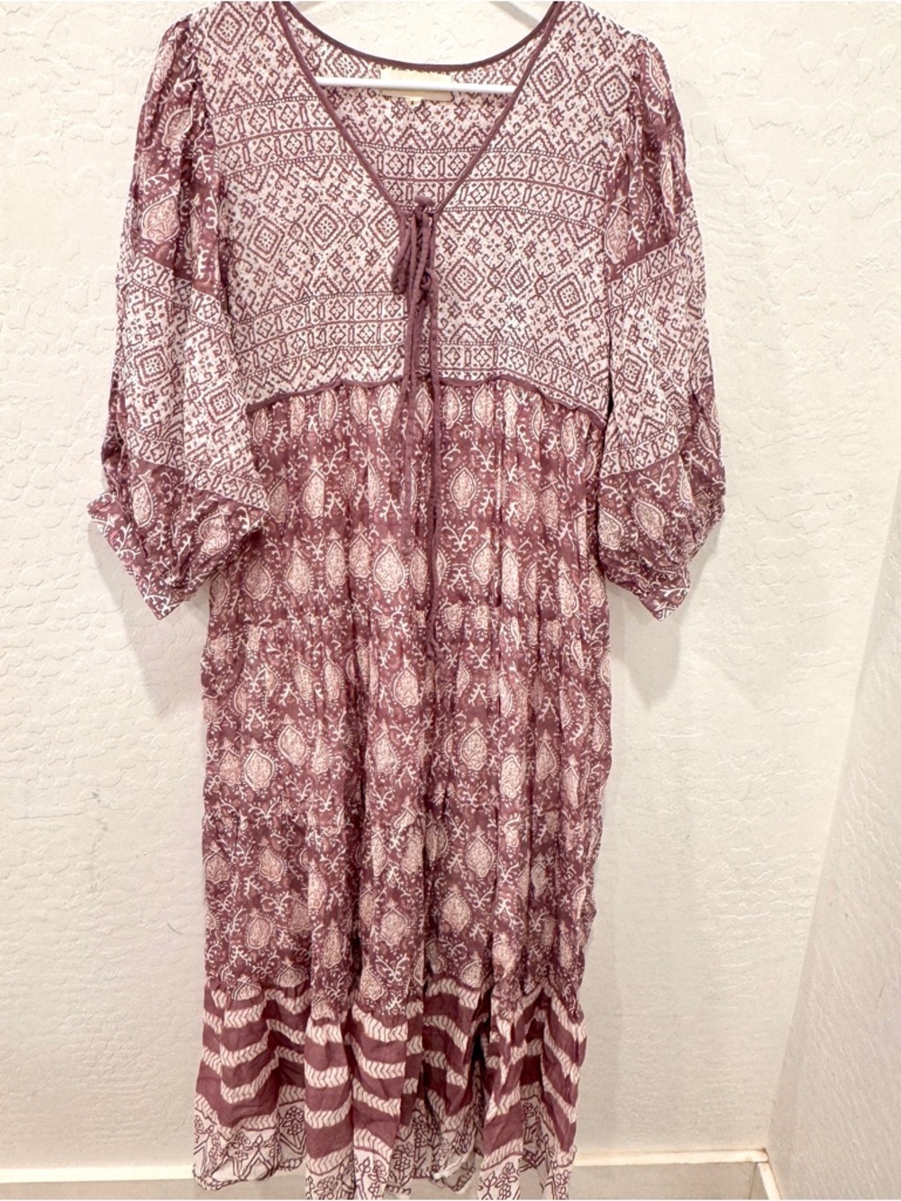 Daughters Of India Jasmine Maxi Dress Womens Small Print Lavender Bohemian